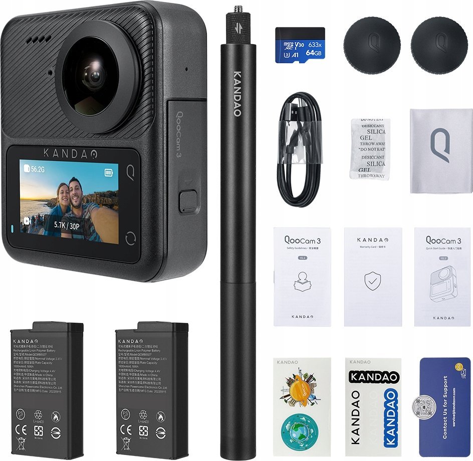 Kandao QooCam 3 360° Action Camera - Travel Combo sporta kamera