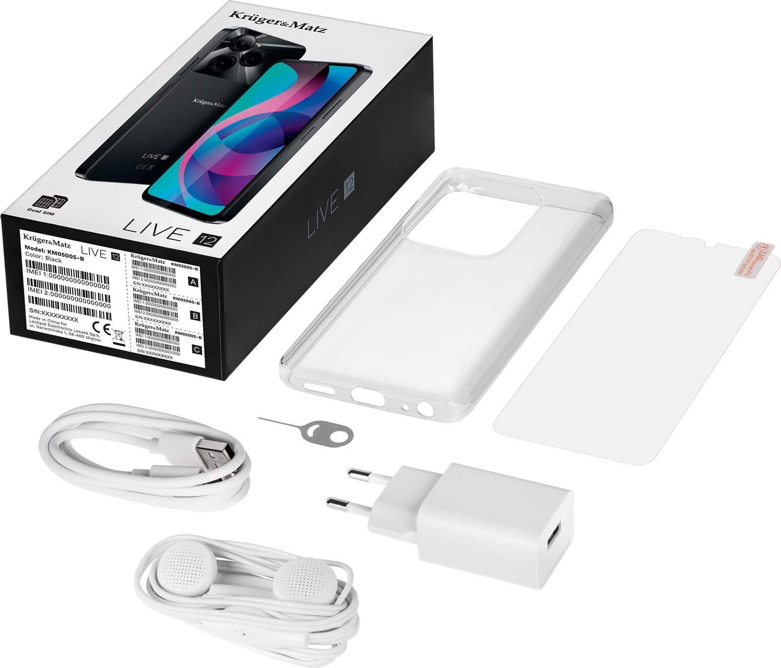 Smartfon Kruger&Matz Smartfon Kruger&Matz LIVE 12 black WLONONWCRFMDO (5901890117531) Mobilais Telefons