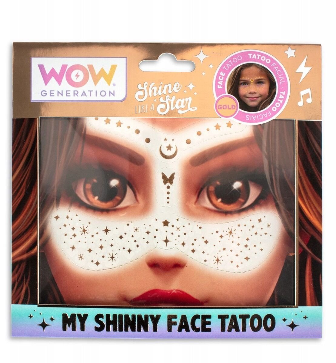KIDS Zlote Tatuaze Naklejki Na Twarz