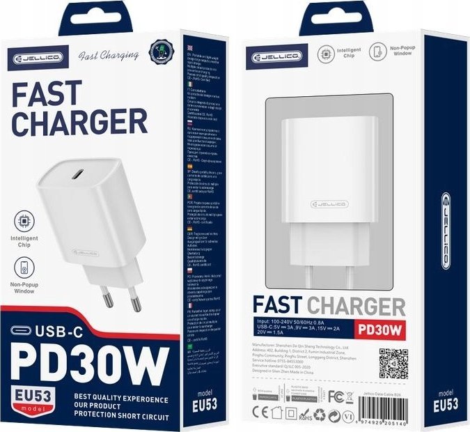 Ladowarka Jellico EU53 sieciowa 1x USB-C