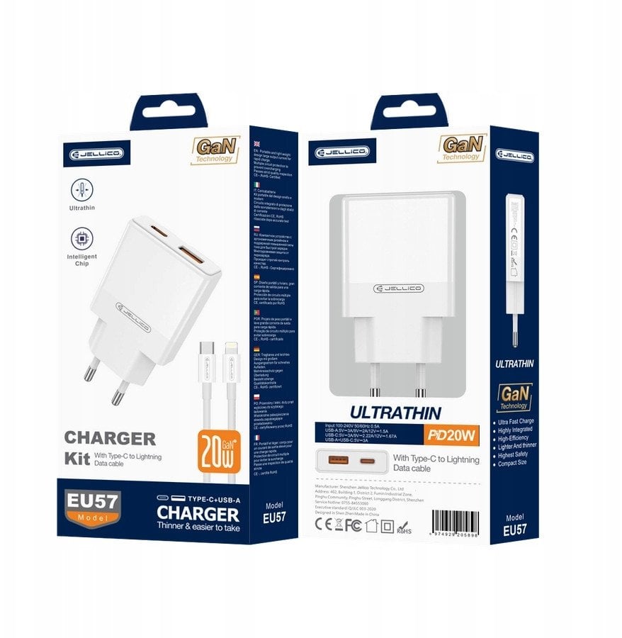 Ladowarka Jellico EU57 sieciowa 1x USB