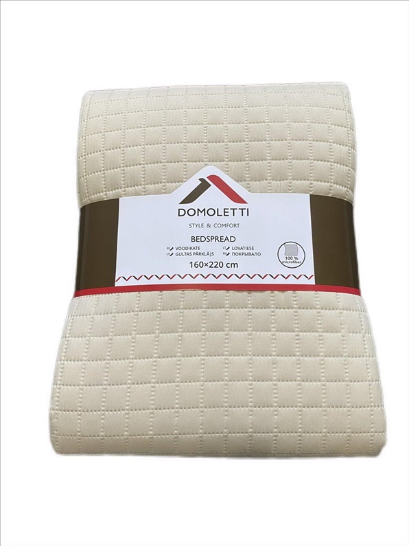DOMOLETTI BEDSPREAD MICRO 160X220 CM SQUARES BEIGE Gultas veļa