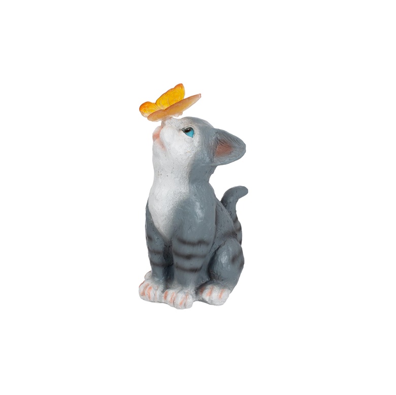 DECOR CAT WITH BUTTERFLY 17X13.5X25CM