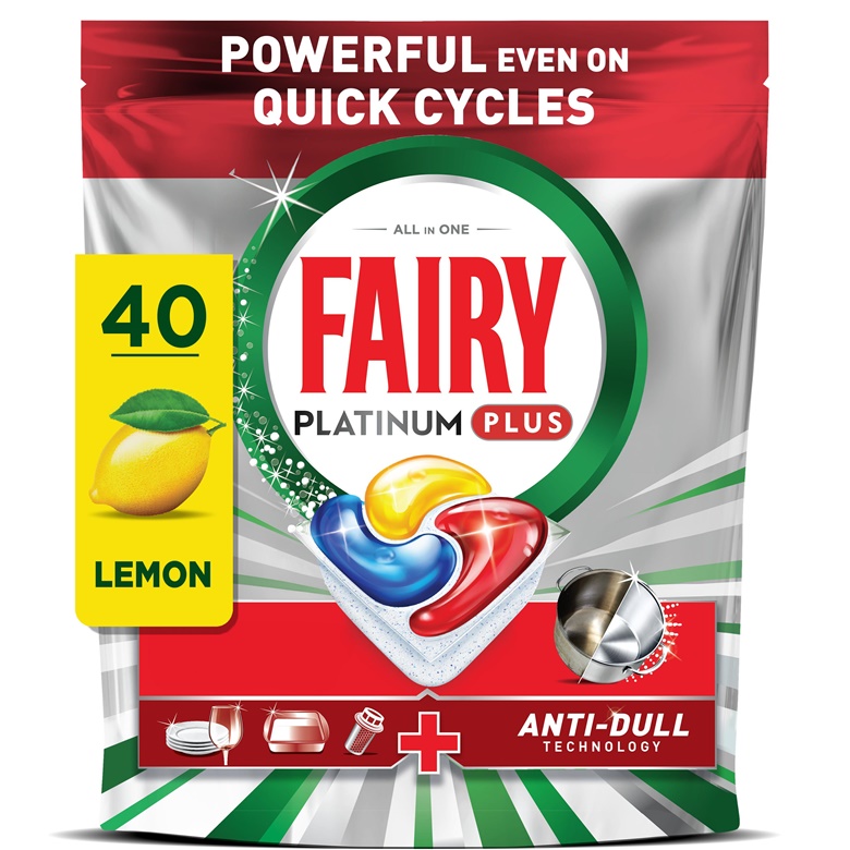 CAPS DISW FAIRY PLATINUMPLUS LEMON 40PCE