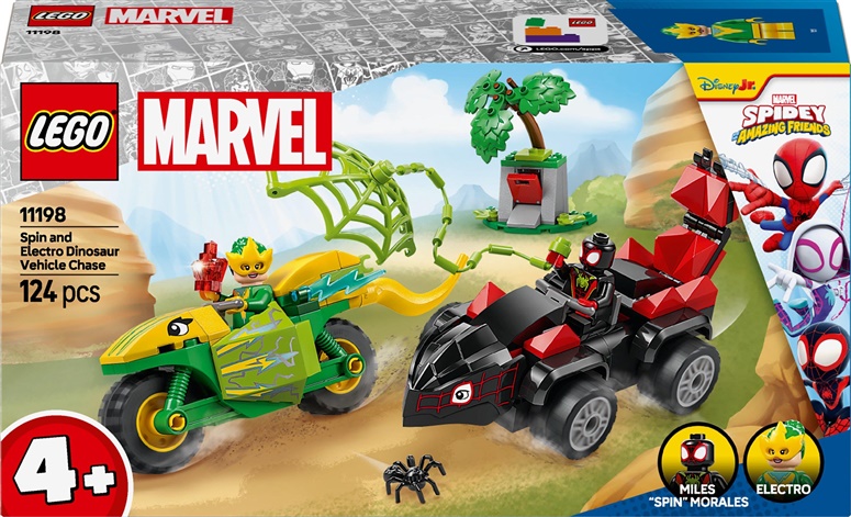 LEGO MARVEL 11198 Spin and Electro Dinosaur Vehicle Chase LEGO konstruktors