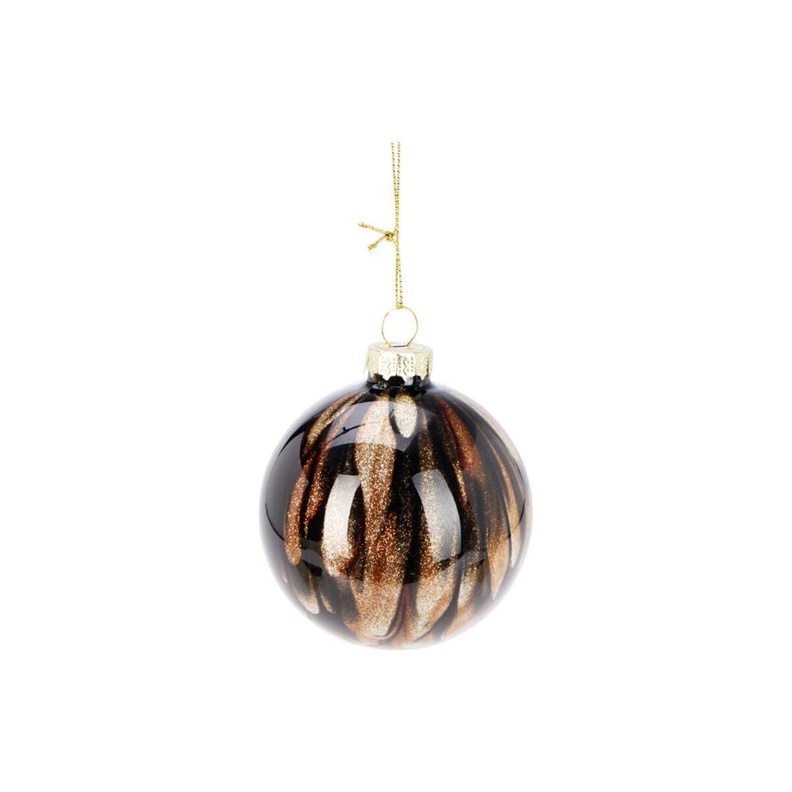 BAUBLE CHRISTMAS GLASS BROWN 8CM ABT634260