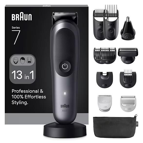 Braun 13in1 Grooming Kit | All-in-One Series 7 AIO7560 | Cordless | Number of length steps 14 | Black/Grey matu, bārdas Trimmeris