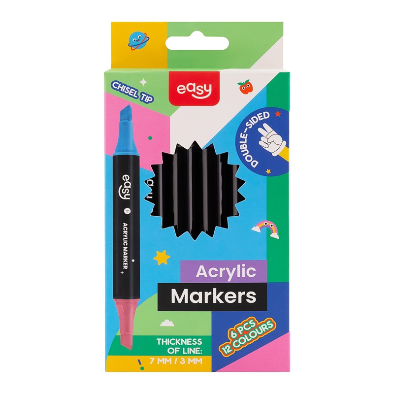 ACRYLIC MARKER DOUBLE-SIDED 12 COLORS 944948