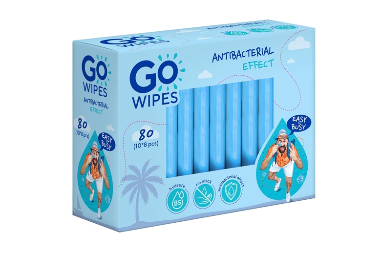WET WIPES GOWIPES ANTIBAC DPANTH 8X10PCS