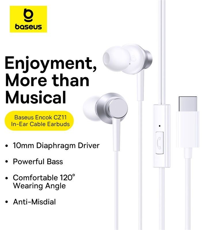 Austiņas Baseus Encok CZ11 White 6932172645687 Austiņas Baseus Encok CZ11 White 6932172645687