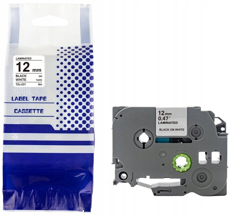 BROTHER TZE-231 tape 12mm x 8m black on white replacement