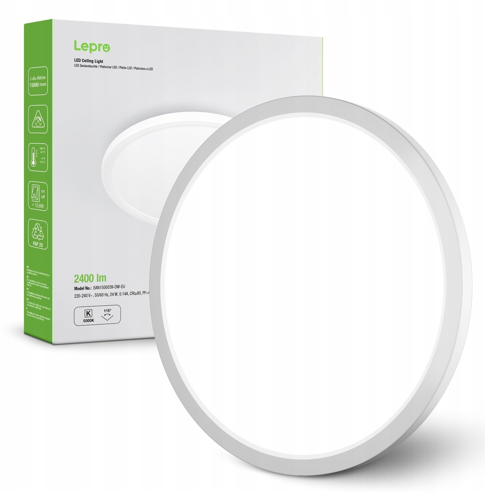 Lampa sufitowa Belideco LEPRO 1500039-DW-EU 24W