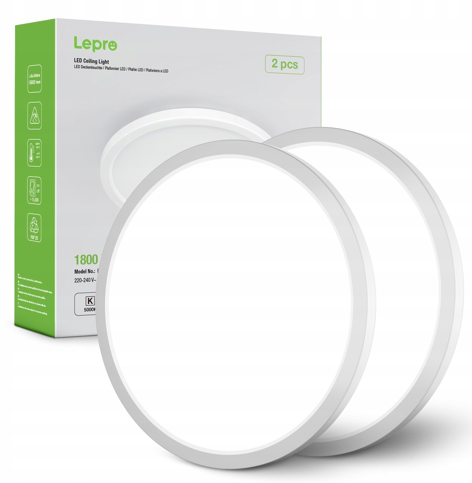 Lampa sufitowa Belideco LEPRO 1500038-DW-EU-2 18W