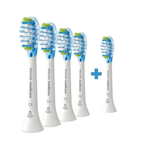Sonicare C3 Premium Plaque Defence zobu birstes uzgalis (4+1) balts HX9045/87 mutes higiēnai