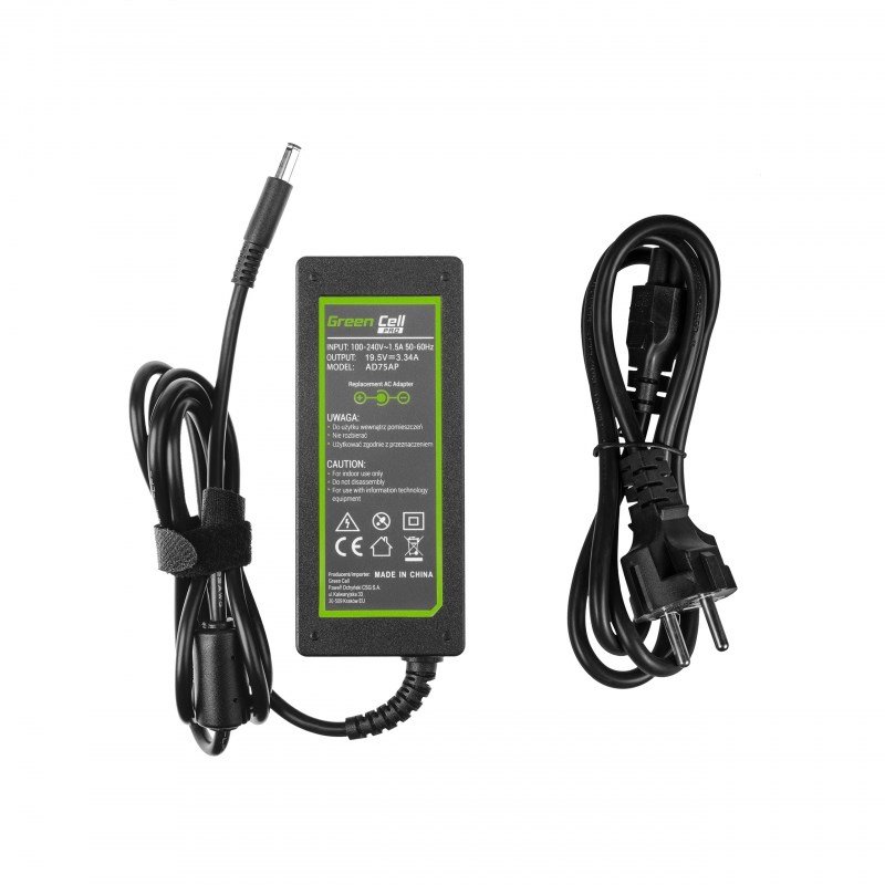 Green Cell Charger / AC Adapter PRO for Dell 19.5V | 3.34A | 65W | 4.5-3.0mm portatīvo datoru lādētājs