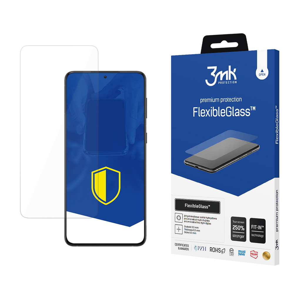 3MK FlexibleGlass Samsung, Galaxy S21, Hybrid glass, Clear Screen Protector aizsardzība ekrānam mobilajiem telefoniem