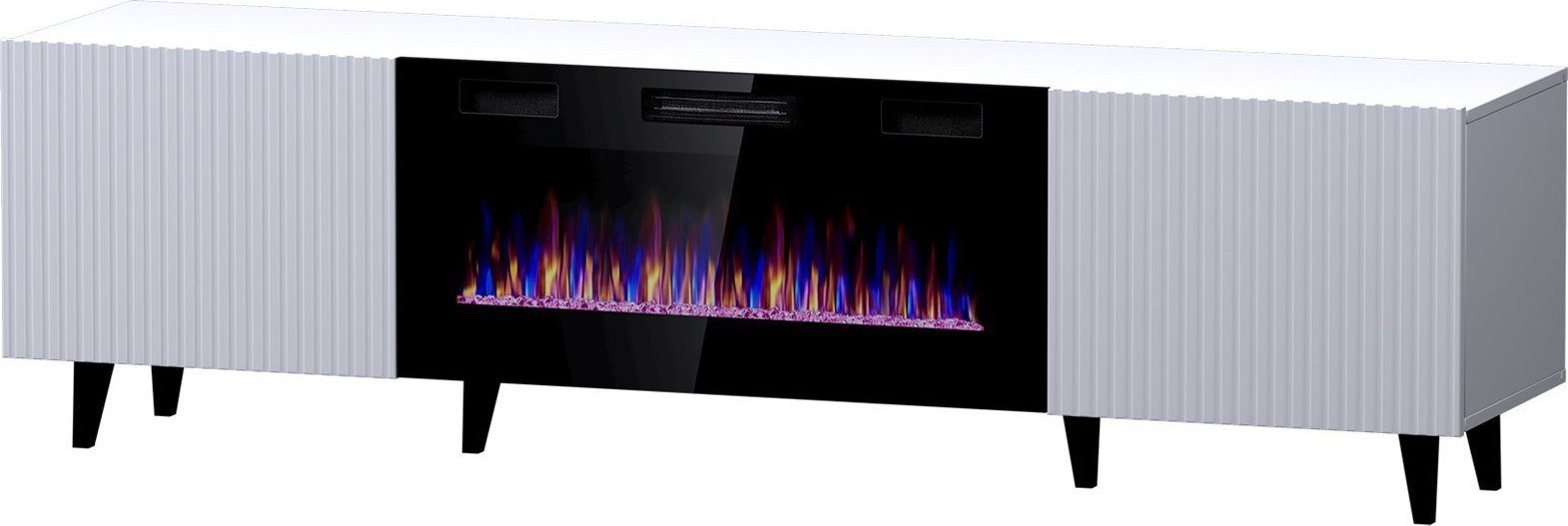 RTV cabinet PAFOS EF with electric fireplace 180x42x49 cm white matt