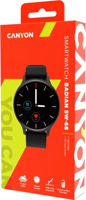 Canyon Smartwatch Badian   SW-68 black         45mm  DE retail Viedais pulkstenis, smartwatch