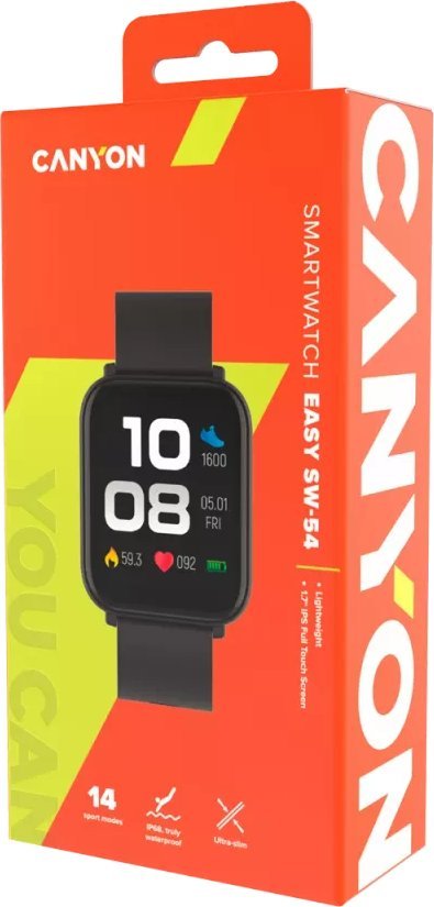 CANYON smart watch Easy SW-54 Black Viedais pulkstenis, smartwatch
