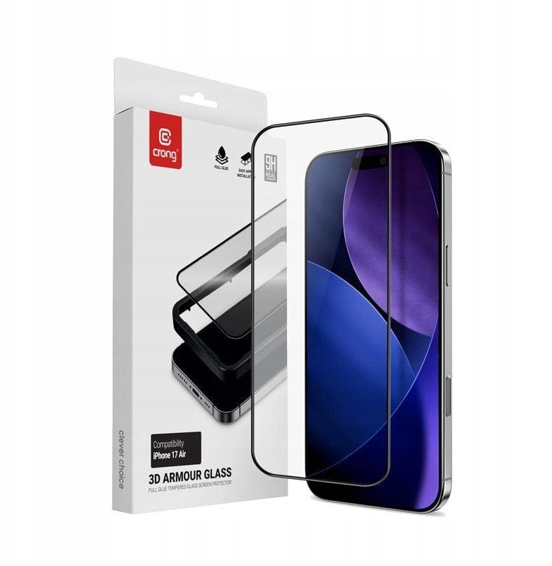 Crong 3D Armour Glass - Szklo hartowane iPhone 17 Air + ramka instalacyjna CRG3DAGIP1766A (5904310706056) aizsardzība ekrānam mobilajiem telefoniem Crong 3D Armour Glass - Szklo hartowane iPhone 17 Air + ramka instalacyjna CRG3DAGIP1766A (5904310706056) aizsardzība ekrānam mobilajiem telefoniem