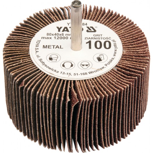YATO FLAP WHEEL W. SHAFT 80x40x6