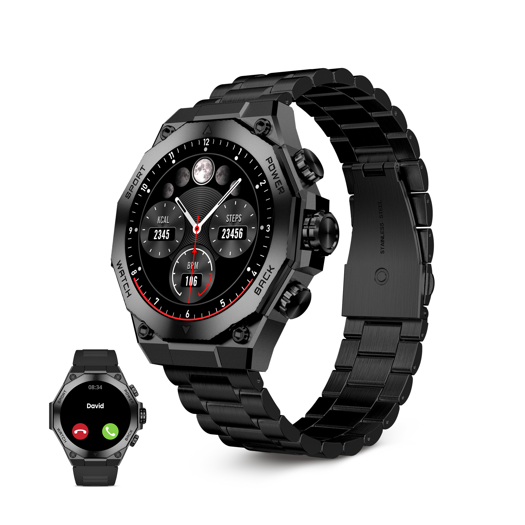 Ksix Smartwatch TITANIUM, Black BXSW21N (8427542133256) Viedais pulkstenis, smartwatch Ksix Smartwatch TITANIUM, Black BXSW21N (8427542133256) Viedais pulkstenis, smartwatch