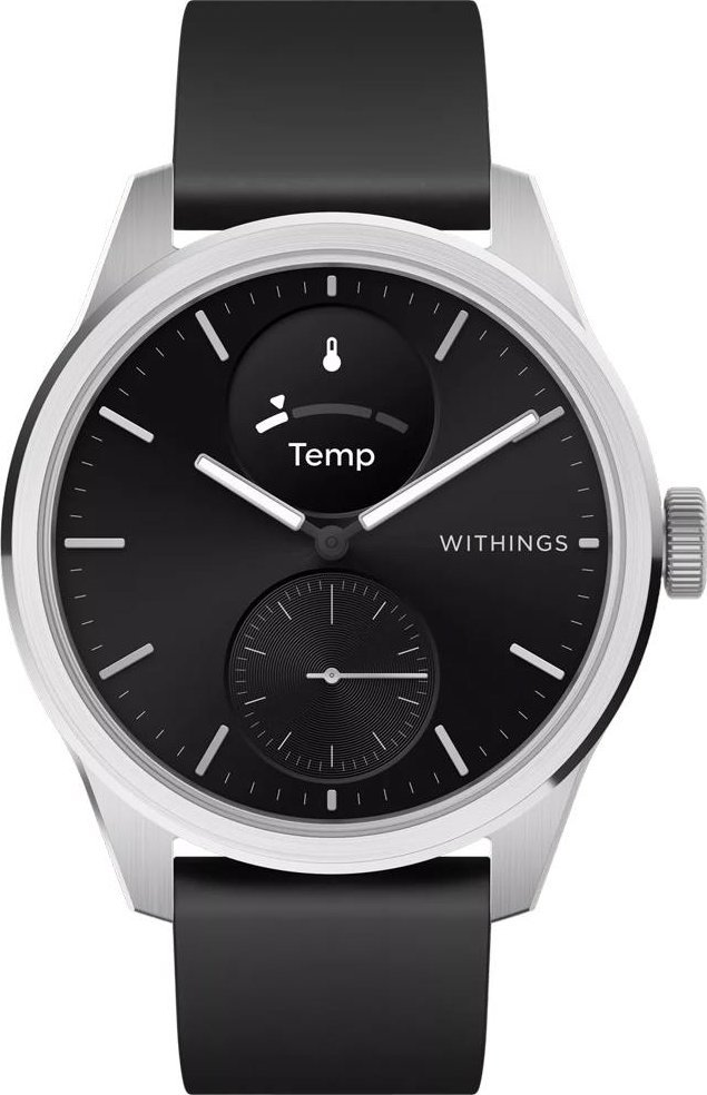 Ismanusis laikrodis Withings Scanwatch 2, 42 mm,  Sidabrines spalvos korpusas su juodos spalvos dirzeliu 3700546708305 Viedais pulkstenis, smartwatch