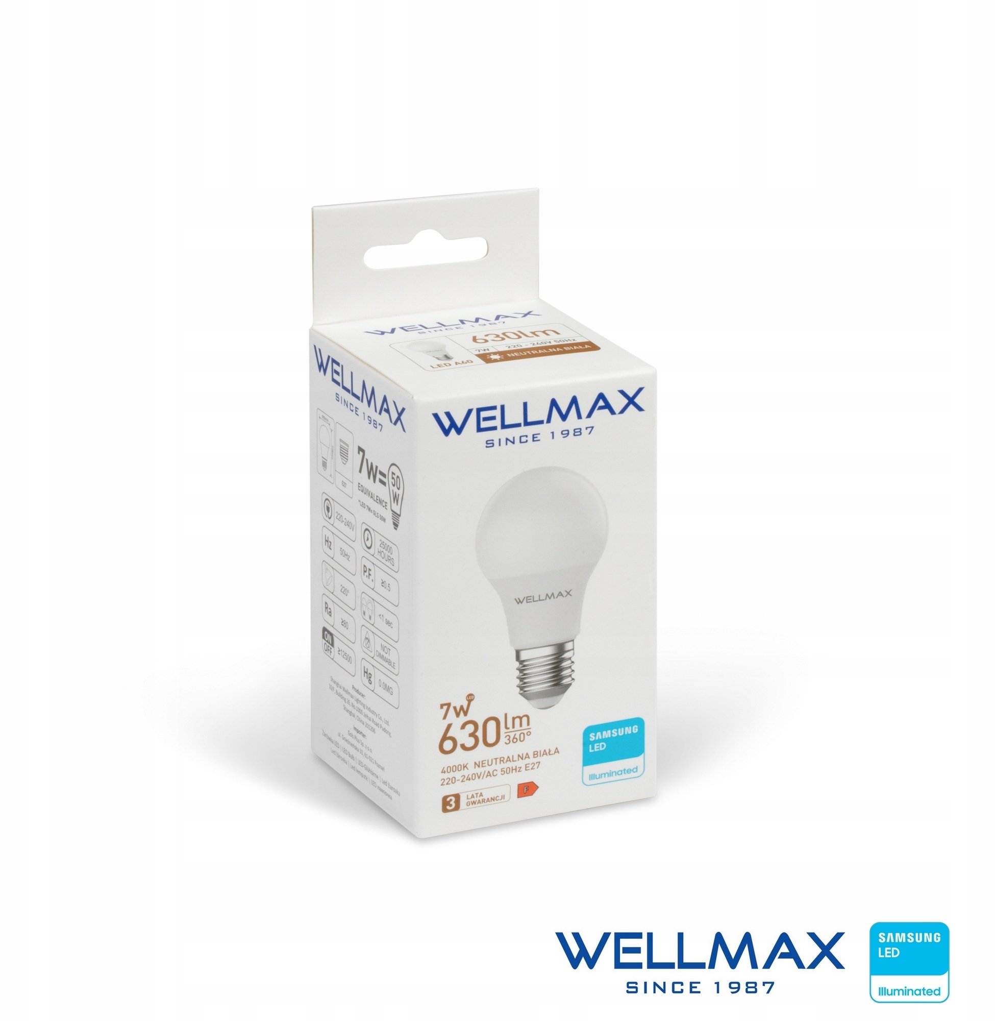 Wellmax Zarowka LED 7W E27 90lm/W