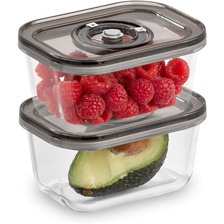 Caso | Glass Vacuum Containers with Plastic Lid (2 pcs) | VacuBoxx Eco-Duo S | Transparent 4038437011753