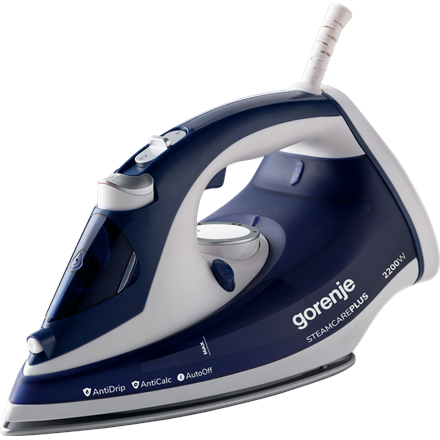Gorenje | SIH2200BLC | Steam Iron | 2200 W | Water tank capacity 280 ml | Continuous steam 30 g/min | Steam boost performance 90 g/min | Blu Gludeklis