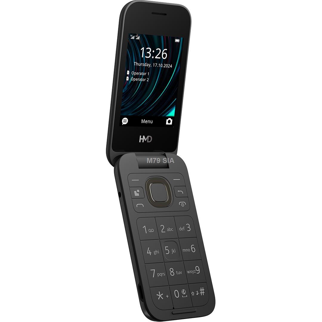 HMD 2660 Flip peruspuhelin, musta 6438409101150 Mobilais Telefons