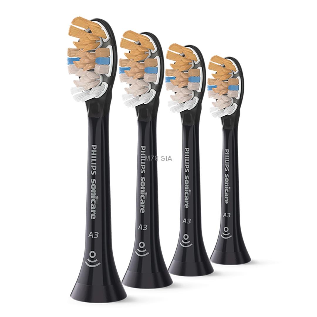 Sonicare A3 Premium All-in-One zobu birstes uzgalis, 4gab, melns HX9094/88 mutes higiēnai