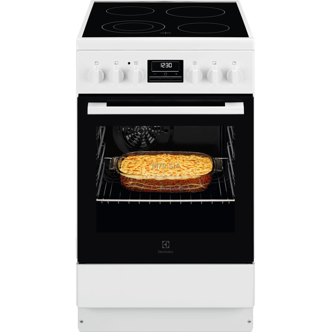 Electrolux 500 SurroundCook, 57 L, platums 50 cm, balta - Elektriska plits ar keramikas virsmu Plīts
