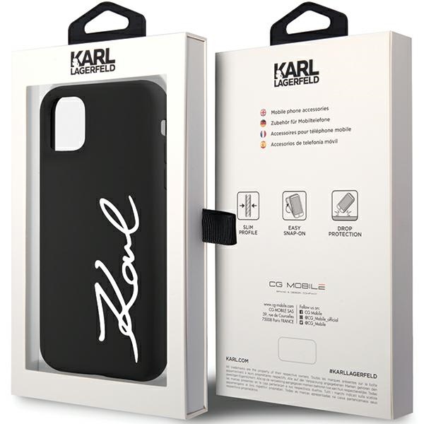 Karl Lagerfeld KLHCN61SKSVGK iPhone 11 / Xr 6.1" czarny/black hardcase Silicone Signature Mobilais Telefons Karl Lagerfeld KLHCN61SKSVGK iPhone 11 / Xr 6.1" czarny/black hardcase Silicone Signature Mobilais Telefons