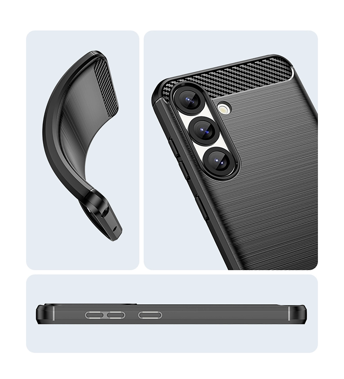 Etui silikonowe Carbon Case na Samsung Galaxy S25 Edge - czarne 5907769377228 maciņš, apvalks mobilajam telefonam