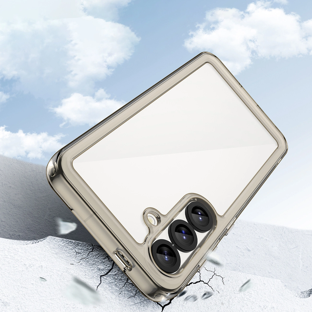 Etui Outer Space Case na Samsung Galaxy S25 Edge pokrowiec z elastyczna ramka - polprzezroczyste, czarne 5907769377280 maciņš, apvalks mobilajam telefonam