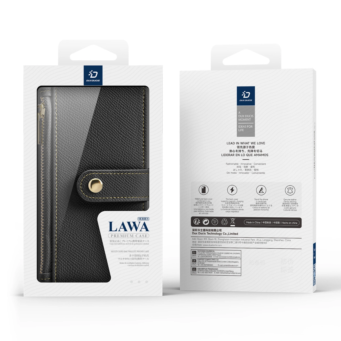 Etui skorzane Dux Ducis Lawa na iPhone 16 Pro - czarne 6934913004968 maciņš, apvalks mobilajam telefonam