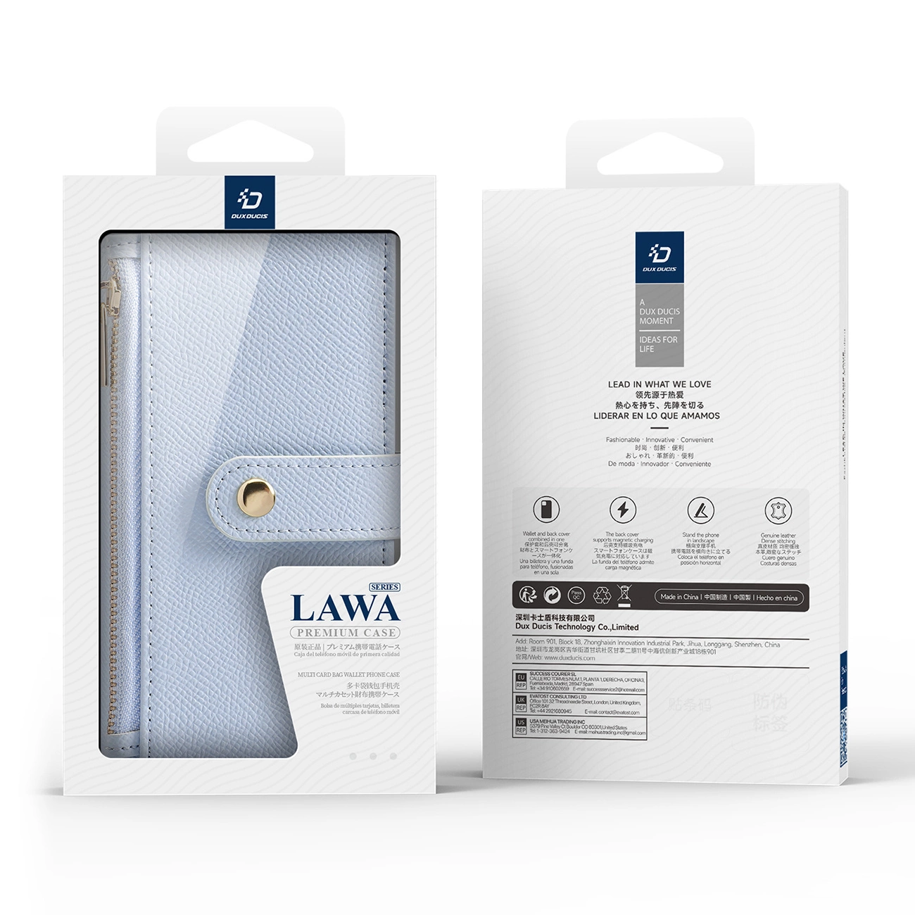 Etui skorzane Dux Ducis Lawa na iPhone 16 z odlaczanym portfelem magnetycznym - blekitne 6934913004920 maciņš, apvalks mobilajam telefonam