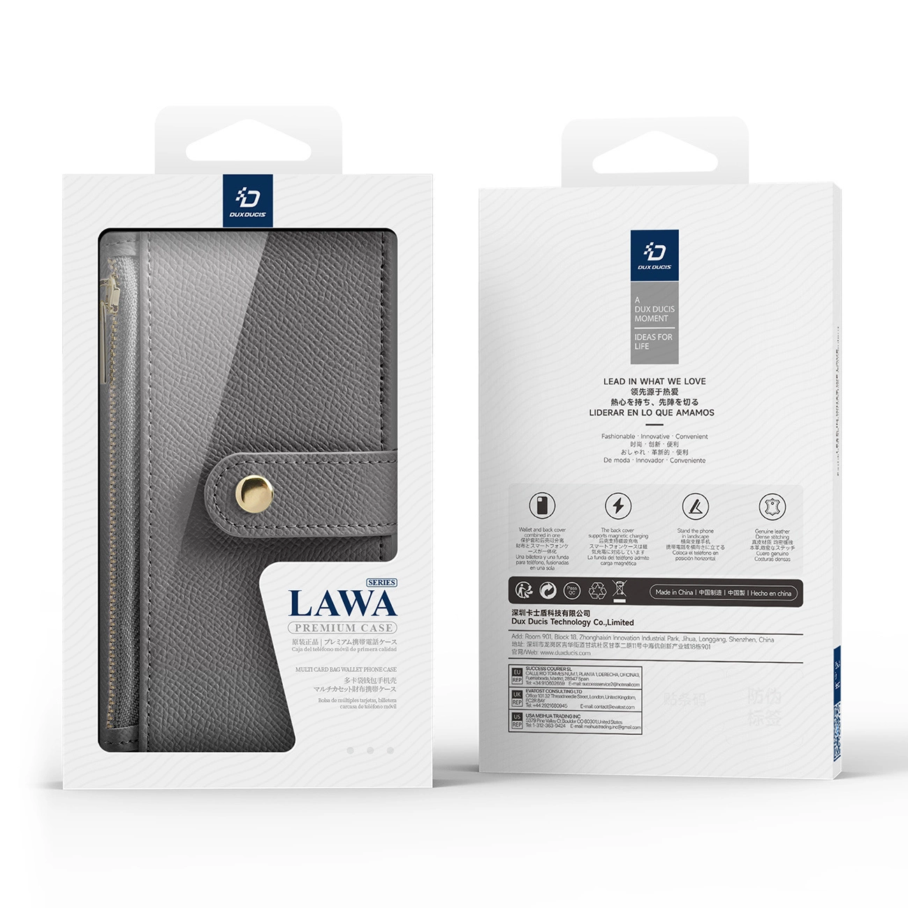 Etui skorzane Dux Ducis Lawa na iPhone 16 Pro z odlaczanym portfelem magnetycznym - szare 6934913004975 maciņš, apvalks mobilajam telefonam