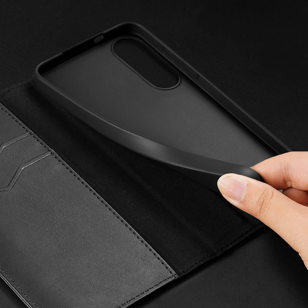 Etui Dux Ducis Hivo na Samsung Galaxy S25 Edge z klapka i ochrona RFID - czarne 6971824157840 maciņš, apvalks mobilajam telefonam