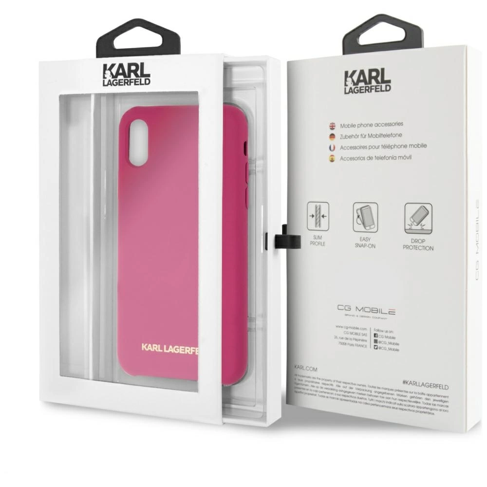 Etui Karl Lagerfeld Silicone na iPhone X/Xs hardcase - fuksja 3700740435595 (3700740435595) maciņš, apvalks mobilajam telefonam