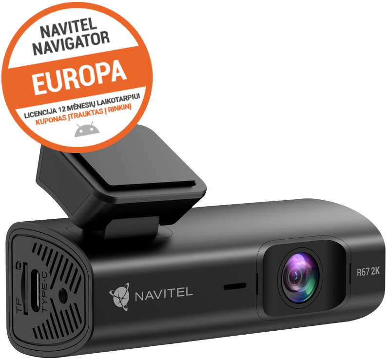 Navitel | Dashcam with Wi-Fi | R67 2K | TFT display 0.96''; 80x160 | Maps included videoreģistrātors