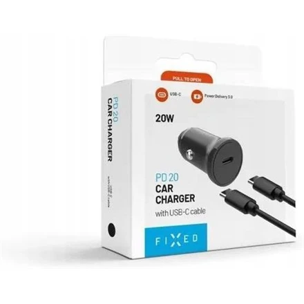 Fixed USB-C Car Charger 20W+ USB-C/USB-C