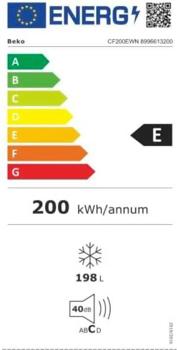 BEKO Freezer box CF200EWN, Energy class E, 198L, Width 90.5 cm, Height 84.5 cm, White Ledusskapis