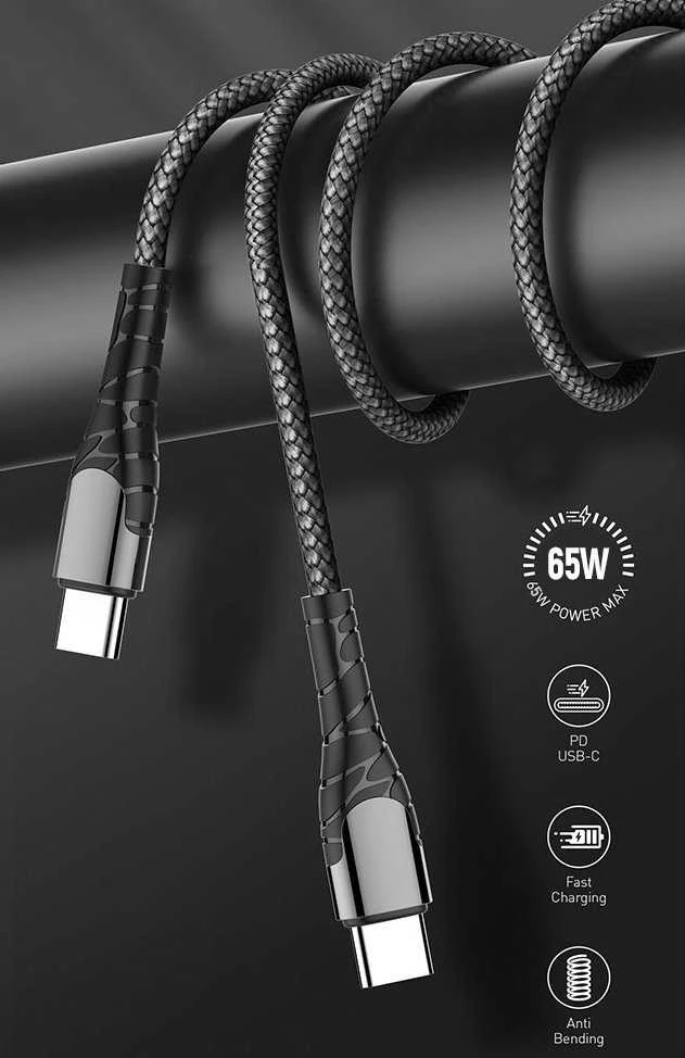 ColorWay Cable Type-C - Type-C (PD Fast Charging 65W) 3.0?, 1m | CW-CBPDCC040-GR 4823108610461 iekārtas lādētājs