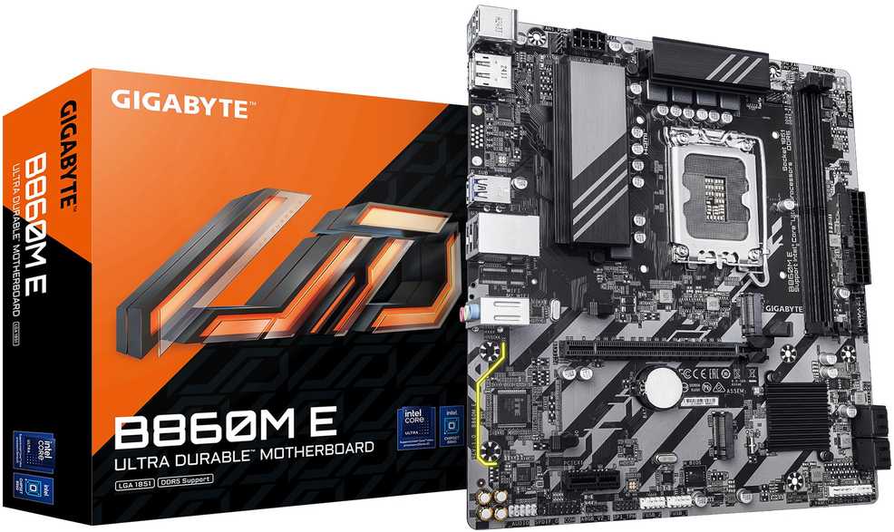 Gigabyte B860M E | Processor Socket Socket LGA1851 | Chipset Type Intel B860 | Supported RAM Technology  DDR5 4719331868260 pamatplate, mātesplate
