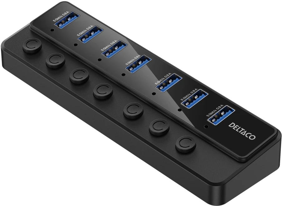 USB-A šakotuvas DELTACO 7 USB-A prievadai