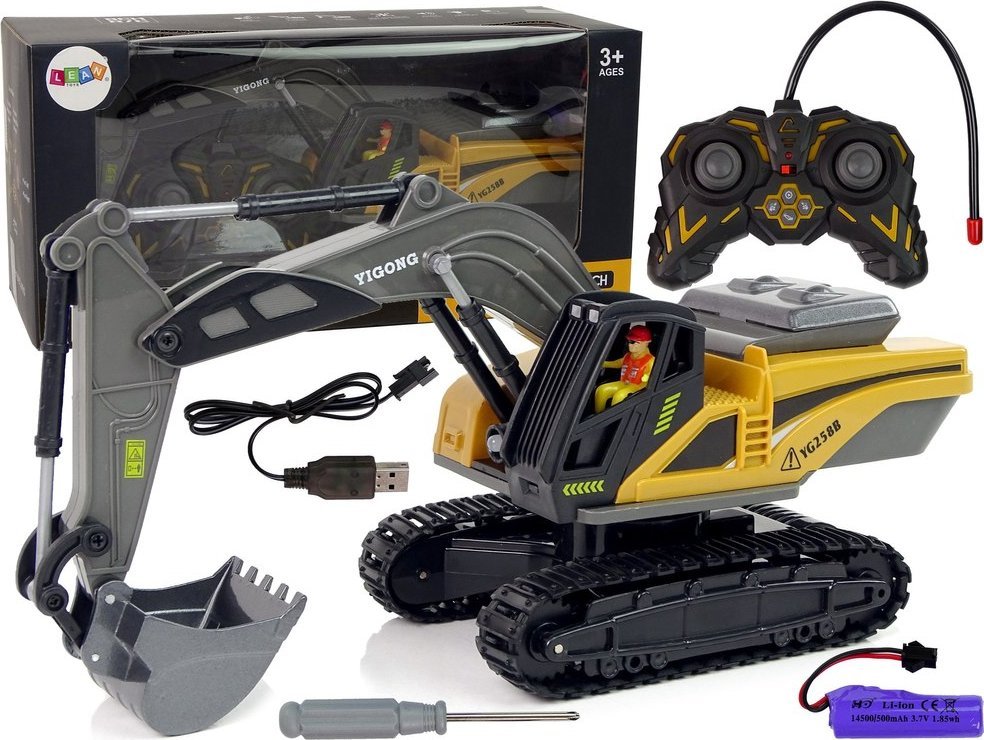 RoGer YG258B Radiovadāms Kāpurķēžu ekskavators ar tālvadību Radiovadāmā rotaļlieta