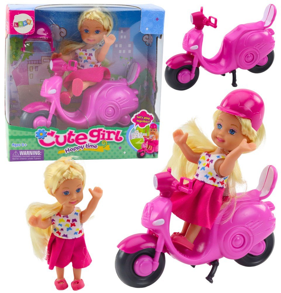 Zestaw Mini Laleczka Lalka Skuter Kask