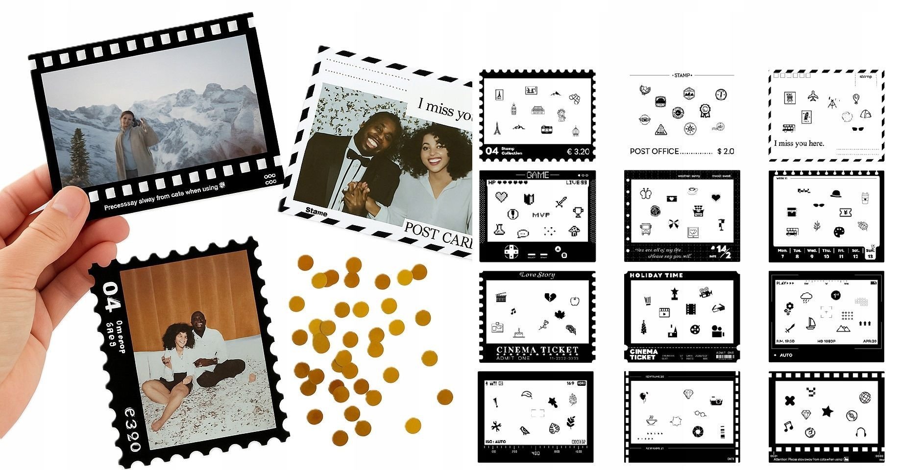 Zestaw 12x Naklejki Ramki Do Fuji